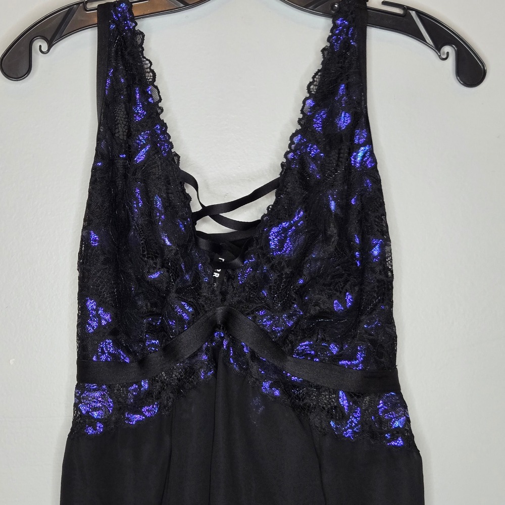 Torrid Black violet Blue Metallic Lace Butterfly Babydoll Chemise size 3 gothic - Picture 3 of 7